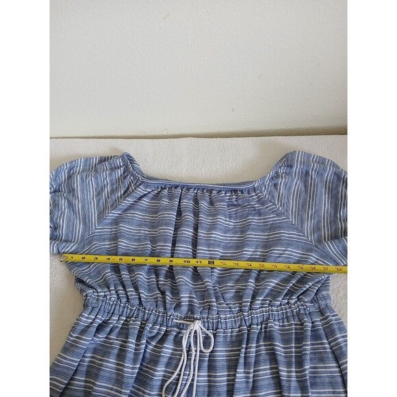 LANE BRYANT Off Shoulder Convertible Blouse Peplum‎ Top Striped Blue Plus 18/20 - Picture 11 of 14